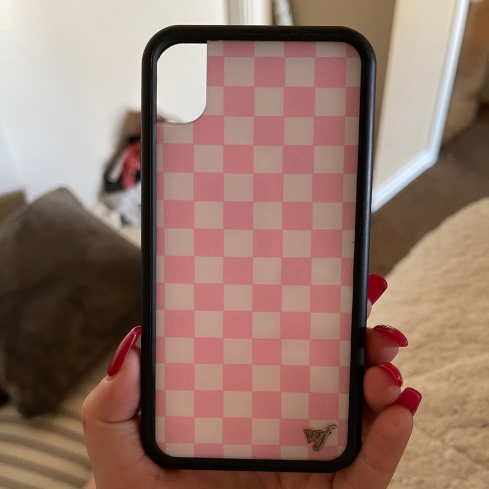 Wildflower iPhone XR Pink Checkered Phone Case